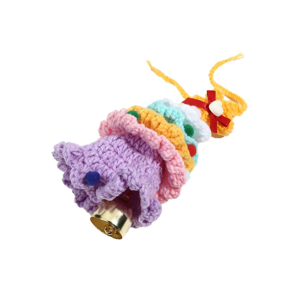 Yarn Crochet Christmas Tree Bell Pendant for Christmas New Year Carnival Party Homeschool Bar KTV Car Decoration Gifts