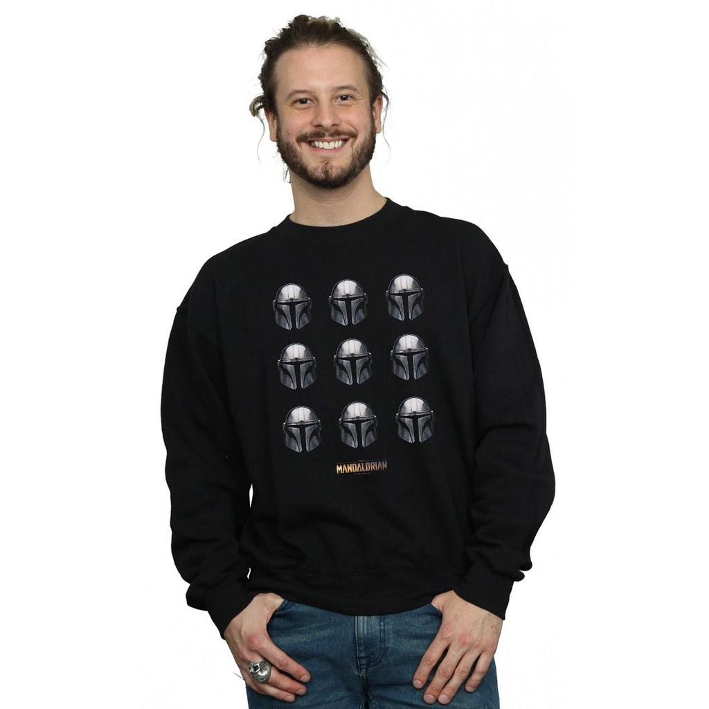 Star Wars Mens The Mandalorian Helmet Pattern Sweatshirt