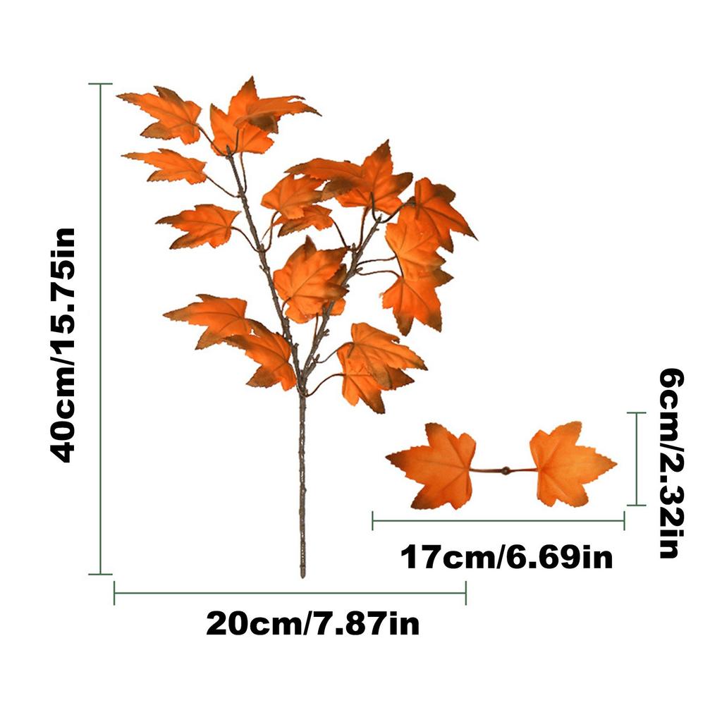 Artificial Maple Leaf Single Stem Autumn Fall Foliage Floral Arrangement Accessory Home Decor Festive Seasonal Accent