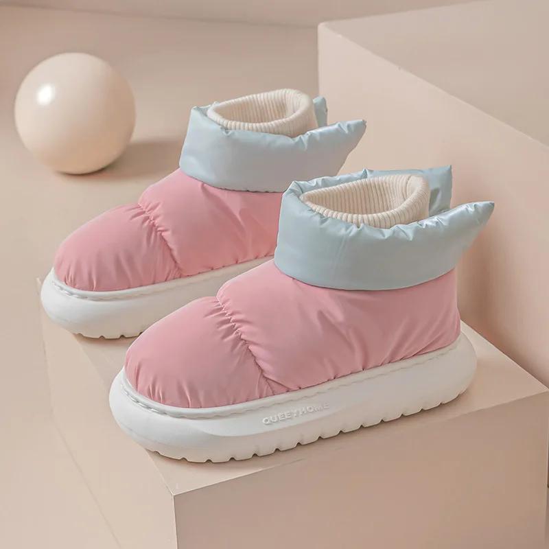 Зимние женские ботинки, водонепроницаемая платформа, хлопковая обувь, зимние ботинки, плюшевые, теплые, для дома, новые, удобные, нескользящие, ботильоны
