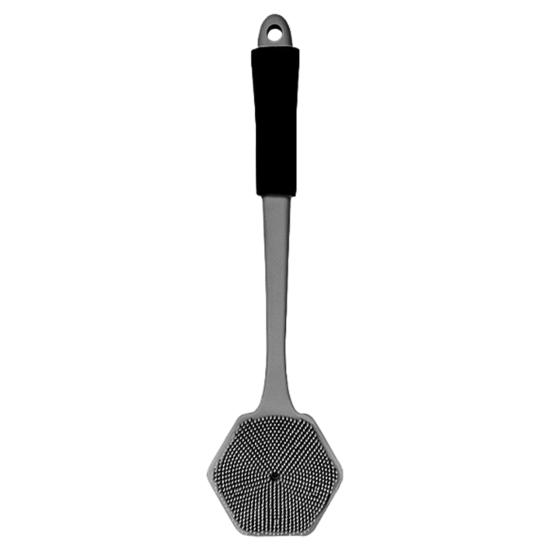 Силиконовая щетка для ванны с длинной ручкой, двухсторонняя головка щетки, нежная мочалка для спины, глубокая очистка, многофункциональная массажная щетка