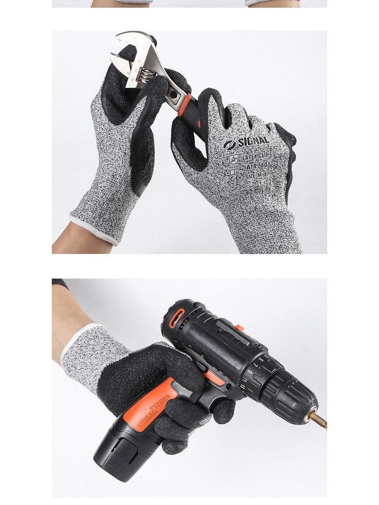 Защитные латексные перчатки, устойчивые к порезам и проколам - износостойкие, противоскользящие, утолщенные строительные перчатки
