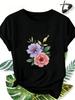 Comfortable and Soft T-shirt, Women's Basic T-shirt for All Seasons, Floral Pattern, Popular Fun Pri