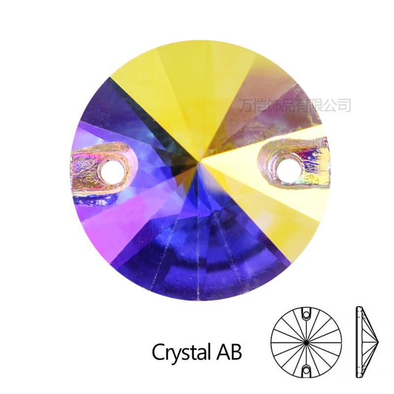 Gold Bottom Glass Hand Sewn Drill Satellite Double Hole, Flat Bottom Double Buckle Hand Sewn Drill Diy Clothing Accessories Accessories Rhinestone