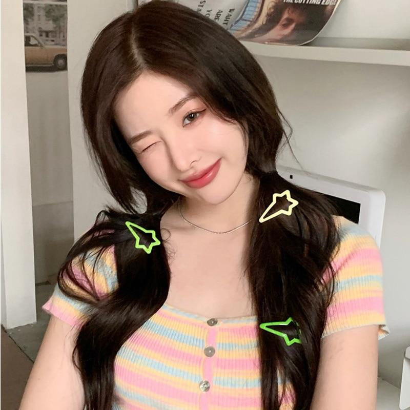 Милые заколки ярких цветов с геометрическим рисунком для девочек, заколки для волос, модные заколки для волос BB, заколки, женские головные уборы, детские аксессуары для волос