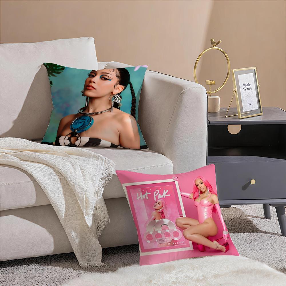 American Pop Rapper Singer Star DDoja Cat Cushion Cover Pillowcase Short Plush Invisible zipper Room Sofa Cushion Cover