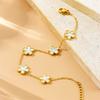 DIEYURO 316L Stainless Steel Simple Elegant White Shell Five Leaf Flowers Necklace Bracelet Set Women New Trend Jewelry Gift