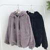 Толстовка с капюшоном на шнурке, с длинными рукавами, эластичными манжетами, плотная, теплая, однотонная, двусторонняя плюшевая, унисекс, Осень-Зима