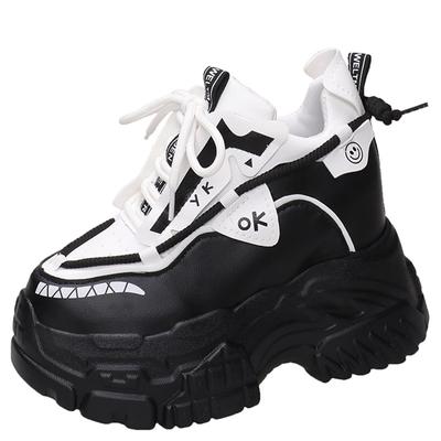 Модные женские кожаные массивные кроссовки на платформе 10 см, дышащие повседневные туфли, новые осенне-зимние туфли на танкетке, спортивная обувь для папы, женская обувь