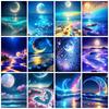 Full Square Round Diamond Painting Moon Landscape Mosaic Seaside Fantasy Embroidery Home Decor