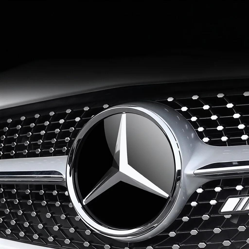 3d Chrome Black Star Logo Car Front Grille Emblem Mercedes Benz Amg W205 W212 W207 A B C E SLK GLK CLA CLS Viano GL ML R Class OU4