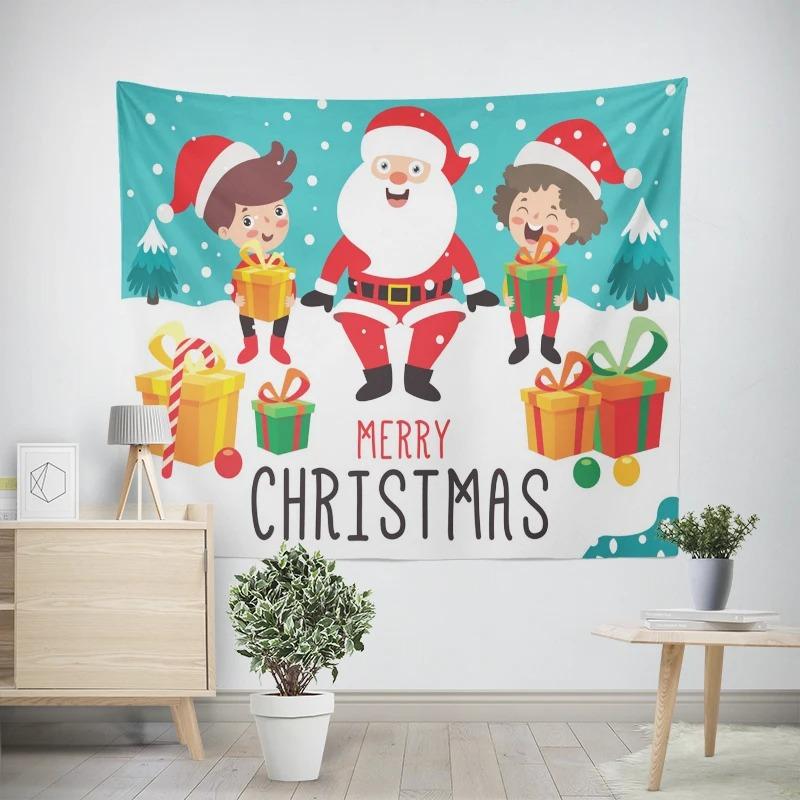 Рождество Новый год Санта-Клаус Подарок Узор Гобелен Гостиная Диван Автомобиль Интерьер Украшения Гобелен