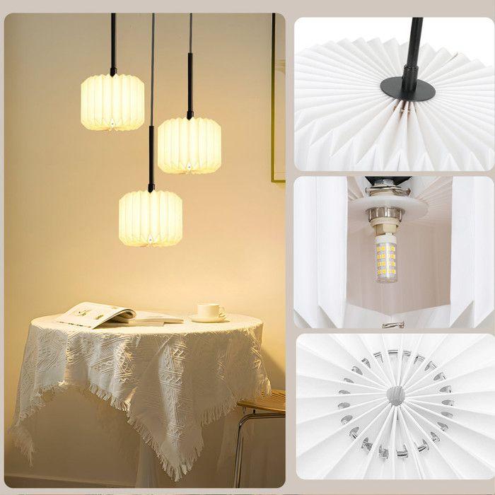 Suspension - NETTLIFE - 3 flammes - Abat-jour papier blanc - Compatible G9 - Style Scandinave/Moderne