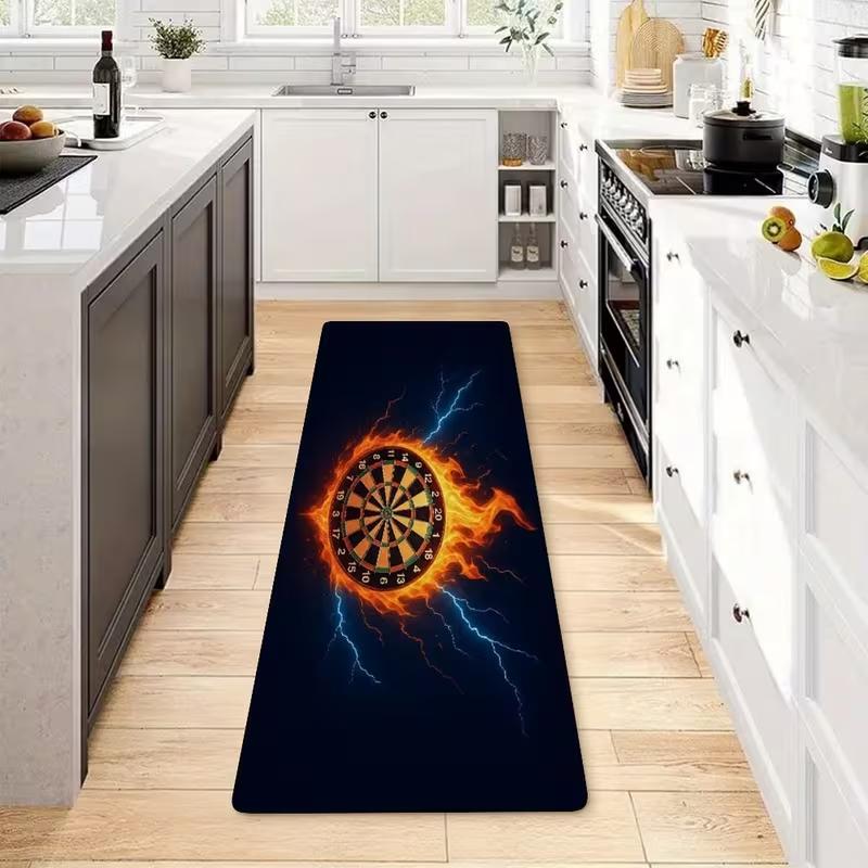 Running Track Print Mat - Athletic Lane Design Non-Slip Floor Carpet for Hallway Home Gym Playroom Sports Decor Fashionable