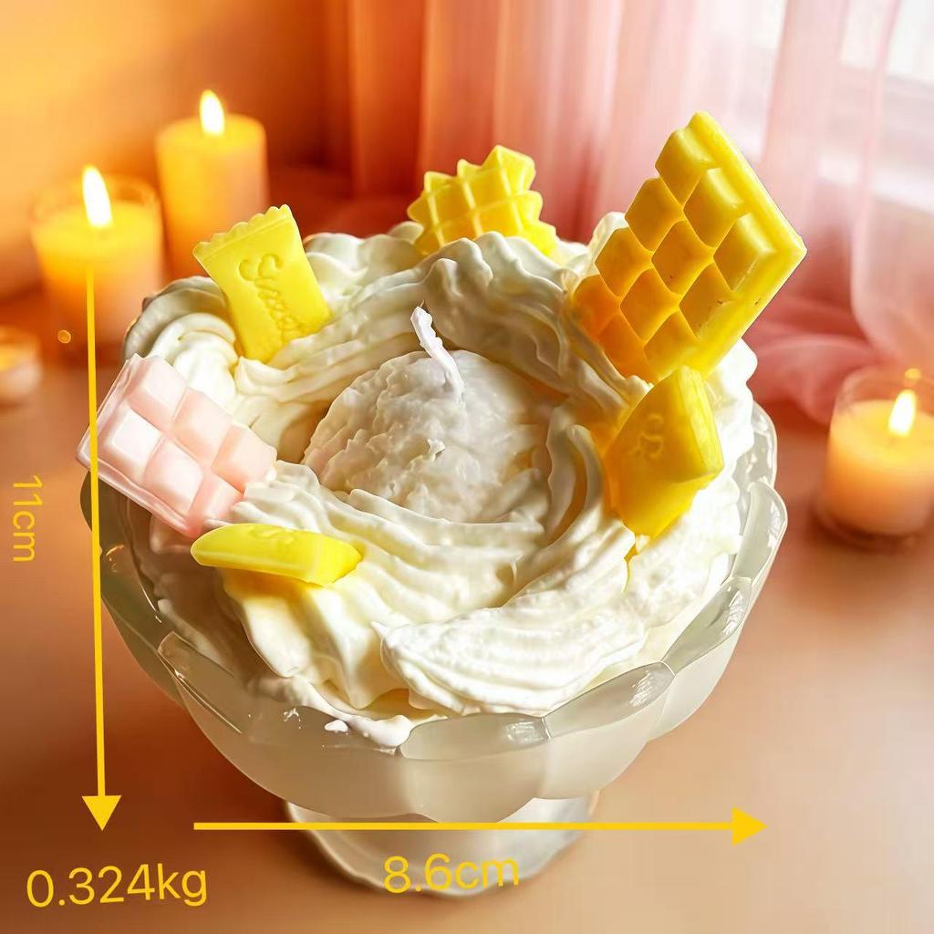Fruit & Yogurt Soy Wax Candle - Creative Scented Birthday Gift Cup with Exquisite Ice Cream Design