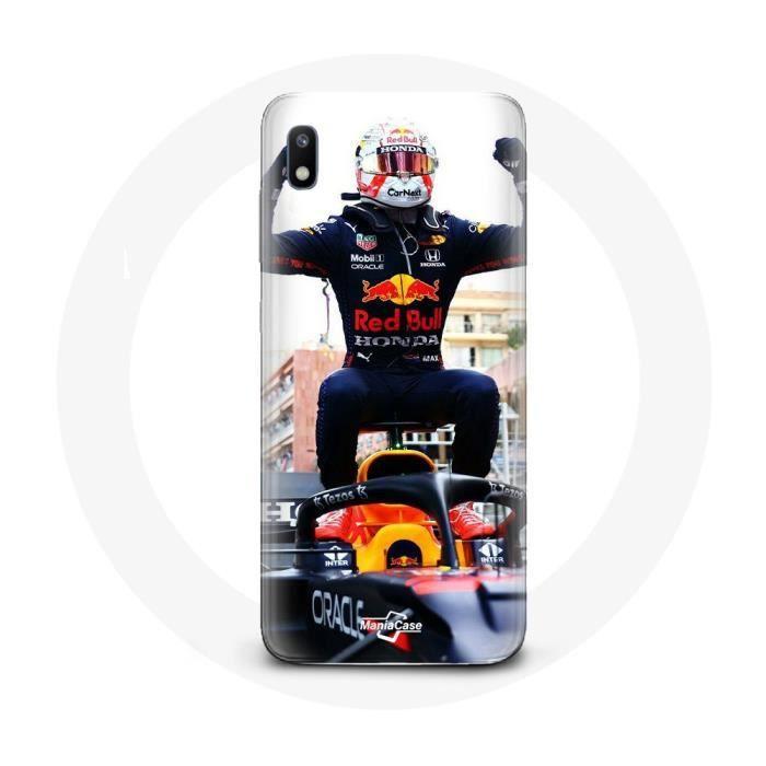 Coque pour Samsung Galaxy A10 Formule 1 Max Verstappen Pilote automobile F1 noir rouge et jaune