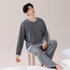 Pajamas Men'S Spring And Autumn Modal Cotton Long Sleeve Casual Large Size Striped Loungewear Set