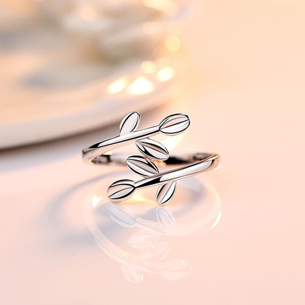 Новое 925 посеребренное женское кольцо мода оливковая ветвь листья указательный палец регулируемые кольца ювелирные изделия подарок на годовщину