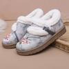 Winter Warm Loafers Shoes for Women Platform Moccasins With Faux Fur Lining Women's Comfortable Embroidered Non-Slip Walking Shoes for Indoor Outdoor