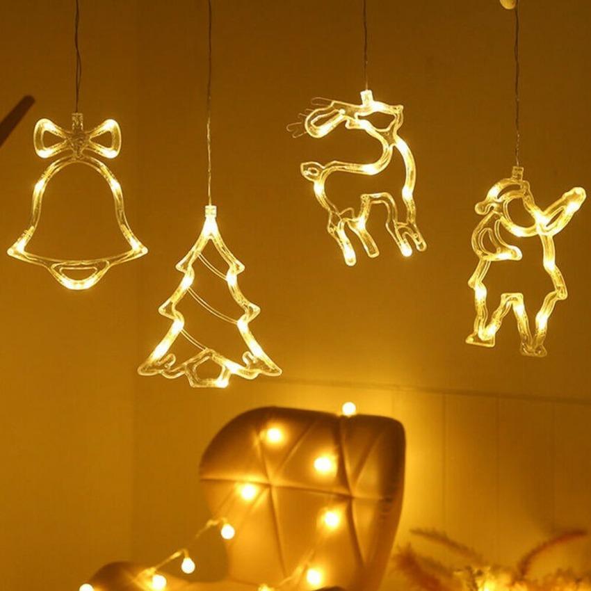 Светодиодный Рождественский Свет Орнамент Присоски Рождественский Подвесной Светильник Чашка Стены Окна Домашний Декор