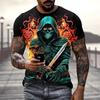 Men's Horror Skull Print T-Shirt 3D Print Vintage O-Neck Short Sleeve Fashion Oversized T-Shirts Men's Summer Street Clothing