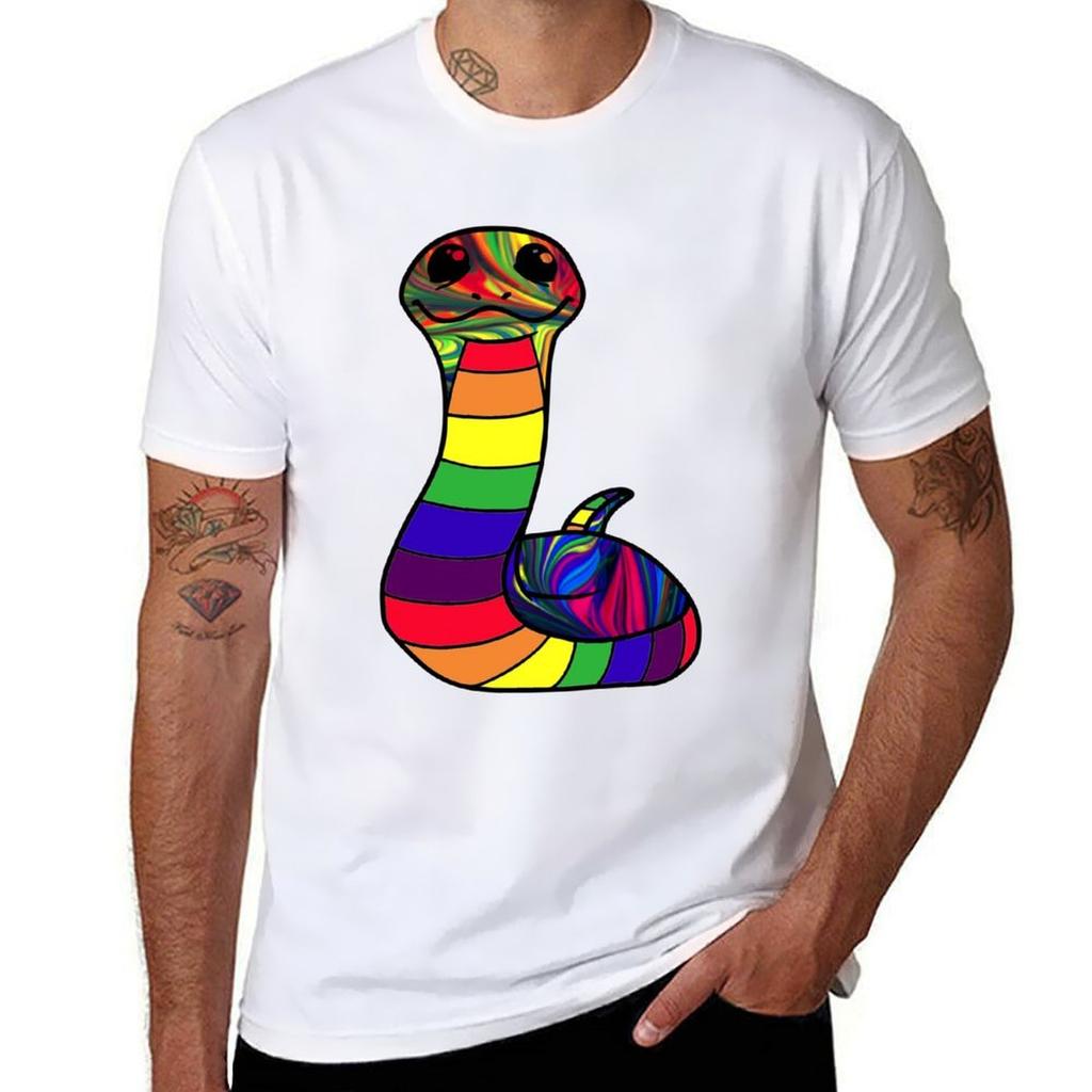 Rainbow Pride Snake Tshirt Modern Print Casual Tshirt
