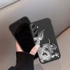 Мягкий силиконовый черный чехол с рисунком Line Chinese Loong для Xiaomi Redmi Note 13 Pro Samsung A55 A35 M35 S24 iPhone Camera Защитный противоударный чехол