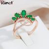 Kinel Rose Gold Color Vintage Women's Ring With Green Zircon Unique Design Bride Wedding Jewelry