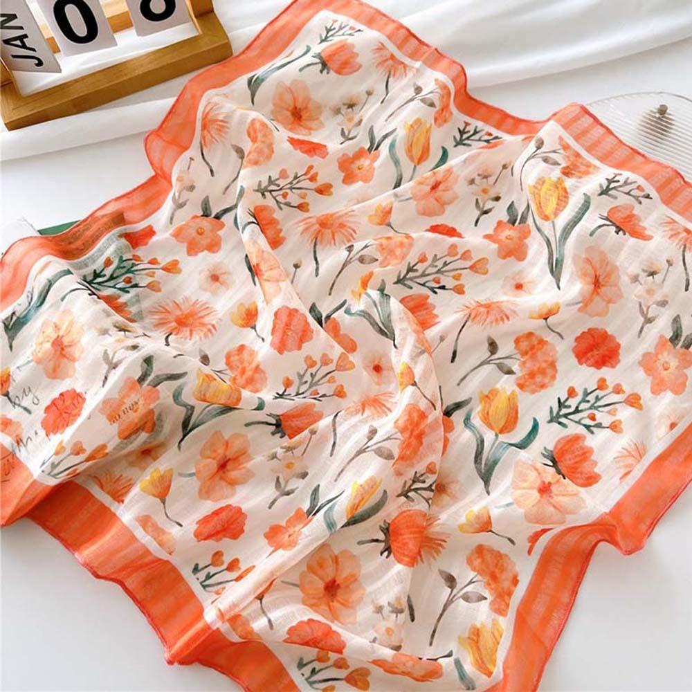 Cotton Spring Silk Scarf Sweat-absorption Scarves Fashion Square Hijab Scarf Summer