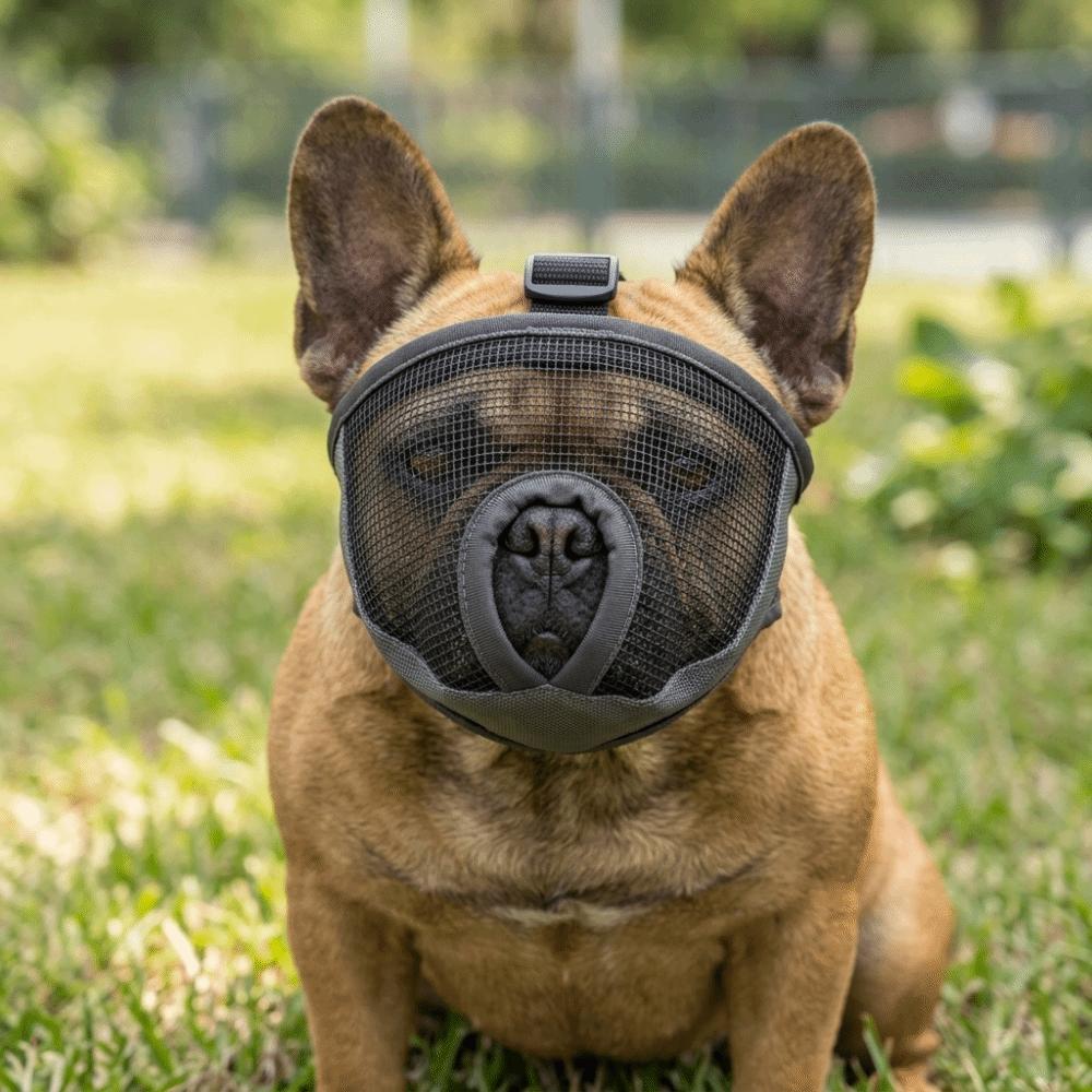 Breathable Dog Mouth Guard Adjustable Short Snout Dog Muzzle Snug Fit Flat Face Muzzle Lick Stop