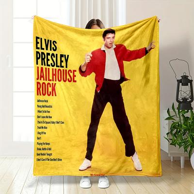 Elvis Presley Jailhouse Rock Theme Patterned Flannel Blanket Perfect for the Bedroom Living Room, Sofa, or a Little Nap