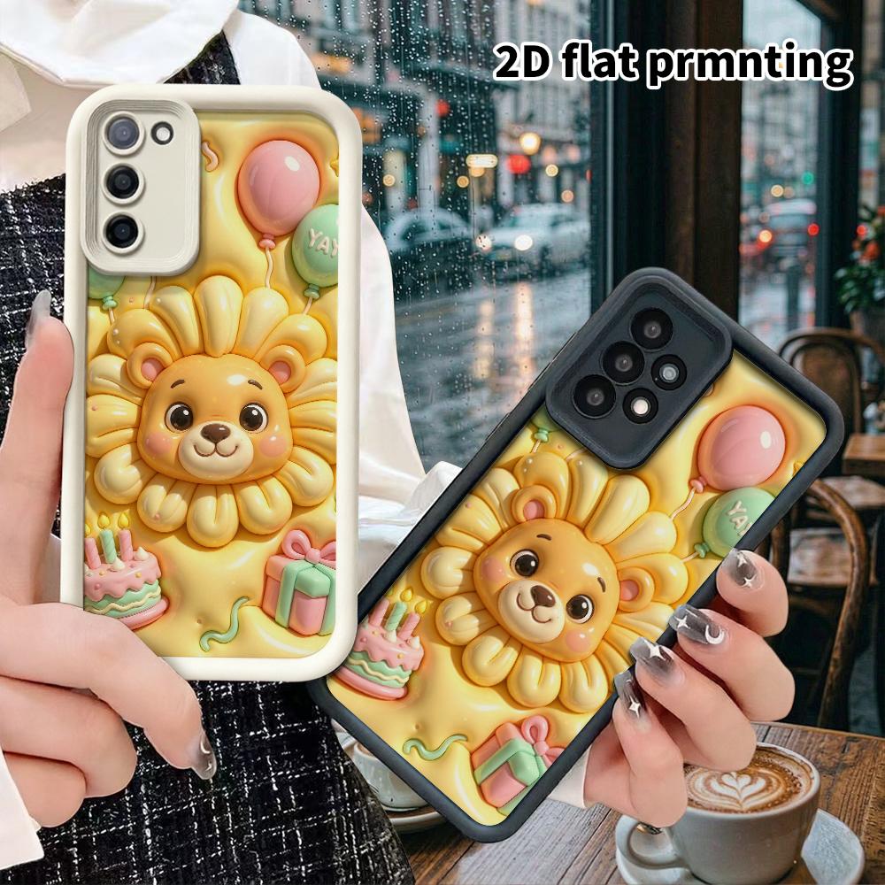 Phone case: 2D flat, suitable for Samsung Galaxy A34 A35 M05 M06 S20 S22 S21 FE Plus 5G protective case, little yellow lion, perfect Christmas and Hal