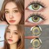 Mill Creek Brown Green Contact Lenses with Graded Big Eyes 14.5MM Yearly Use Soft Comfortable Beautiy Pupils Matcha Milk Frozen Series 2PCS Lenses