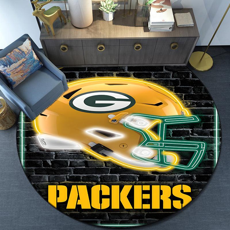 Green Bay Packers Logo Round Rug for Livingroom,Bedroom, Palyroom, Chair Rug, Area rug, Circle Carpet, Large Size Fan Christmas gift