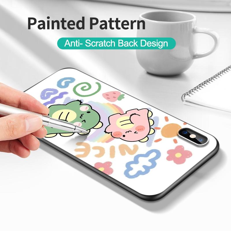 Black Tpu Case For OPPO Realme C11 Case For Realme C 11 2021 2020 Back Cover Bumper Dinosaur Cute Cartoon