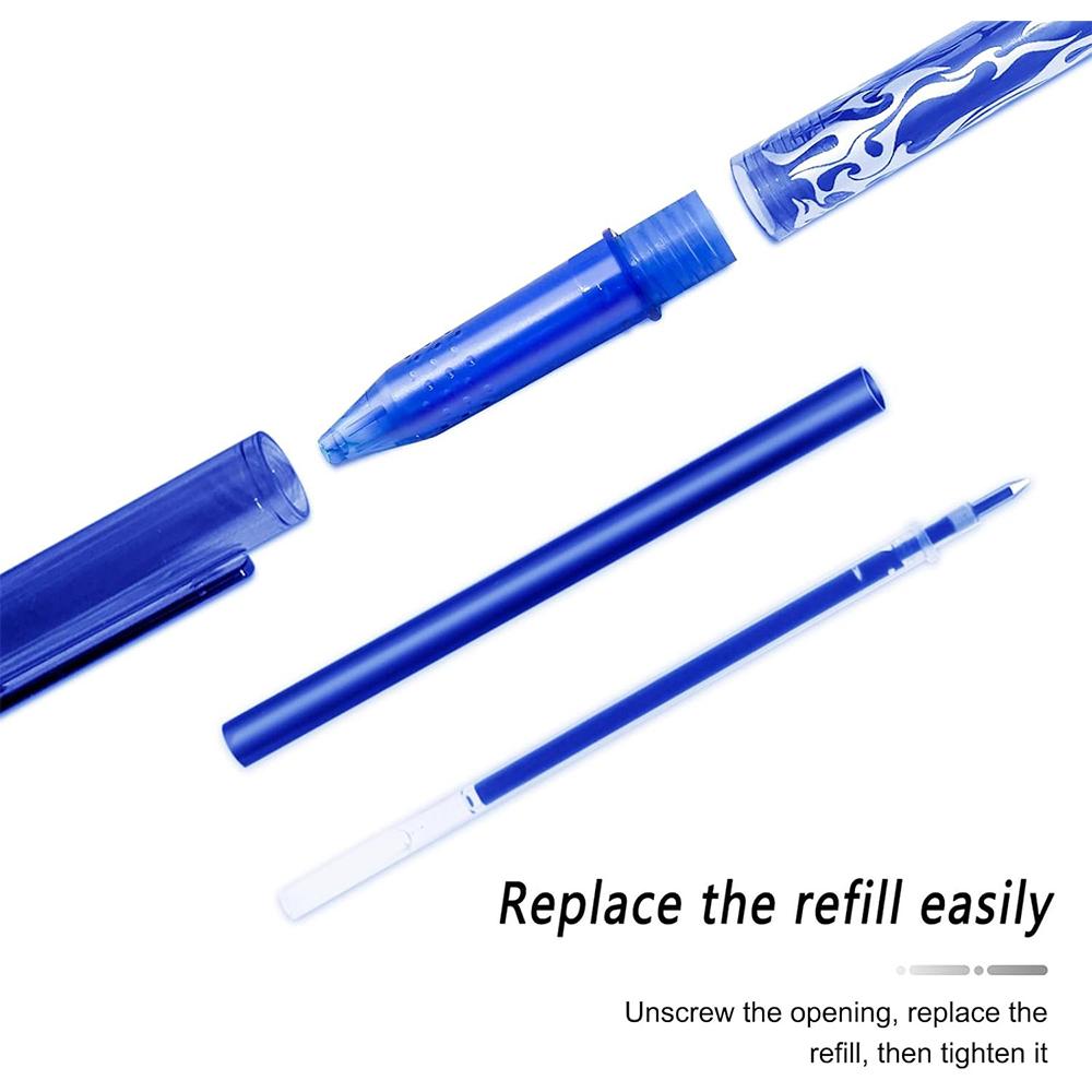 Pack of 8 Blue Eraser Pens, 0.5 Mm Refillable Eraser Pen, Rollerball Pen Erasable, Gel Pen Erasable, Friction Pens, Gel Pens Set for (8 Blue Pens)