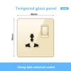 Gold UK 13A Tempered Glass USB Socket Plug,18W Type-C Fast Charging Universal 3pin Dual Power Outlet,Wall LED 2way Light Switch