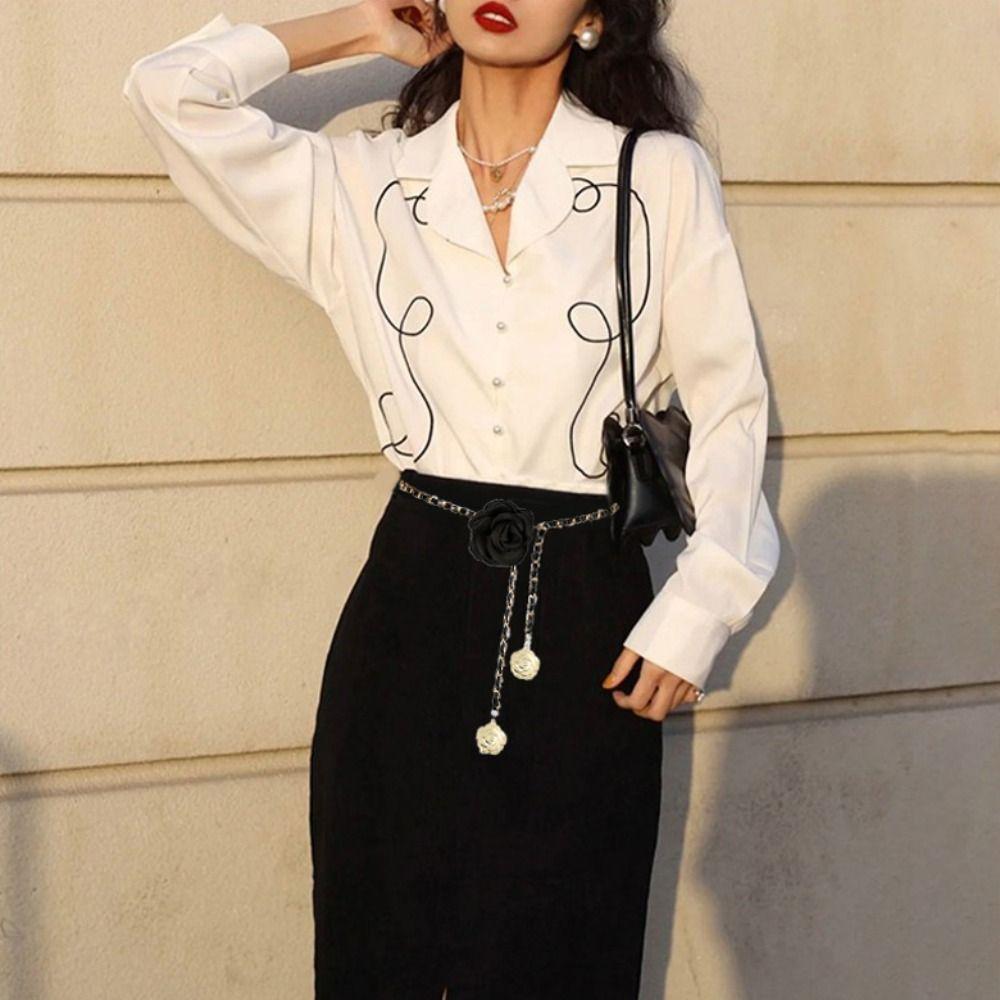 Универсальная цепочка на талию Camellia, роскошный дизайн, металлическая цепочка, пояс для женского платья, цепочка