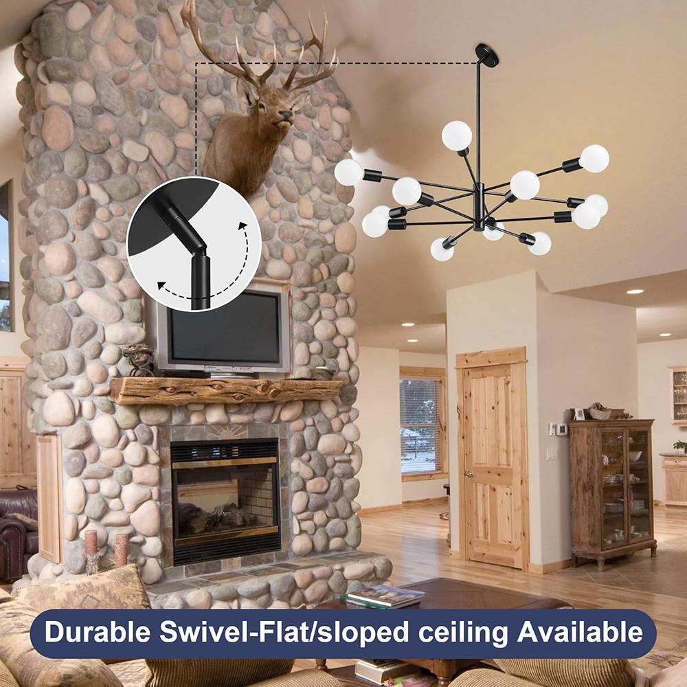 Современные люстры-спутники, 12-ламповые черные люстры для столовой, регулируемые по высоте потолочные светильники, люстра в стиле кантри для кухонного острова