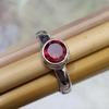 Garnet Ring Gemstone Jewelry 925 Silver Ring, Handmade Ring, Women Ring, Stackable Ring, Round Stone, Birthday Anniversary Gift