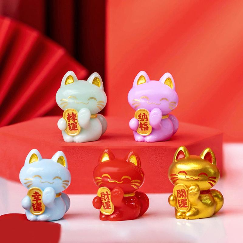 1 шт. милый мультяшный Lucky Cat изысканный орнамент из смолы маленький подарок ремесла миниатюрные фигурки для дома настольный орнамент