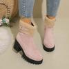 Autumn and Winter New Foreign Trade European and American Low Boots Velvet Warm Large Size Thick Heel Martin Boots Cotton
