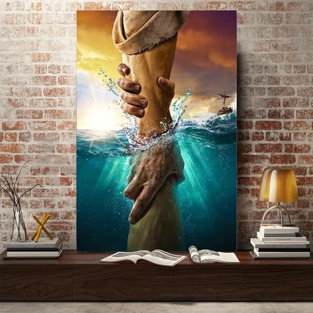 Иисус мой Спаситель Христианский Домашний Декор Дай мне свою руку Рука Иисуса Христа Религиозный Без рамы