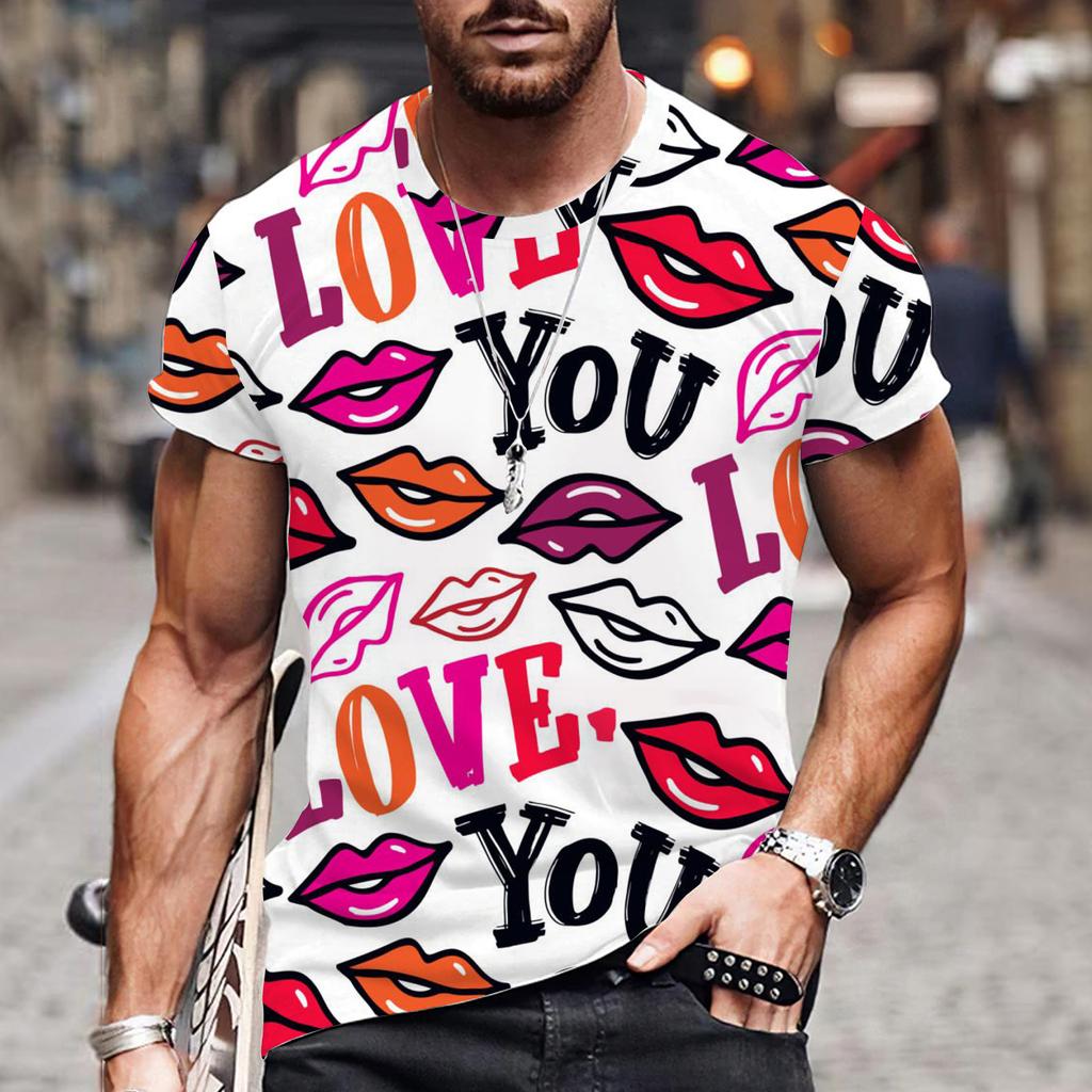 Футболки Lovers Hearr мужские летние футболки мужские уличные футболки с 3D-принтом модные топы с коротким рукавом и круглым вырезом