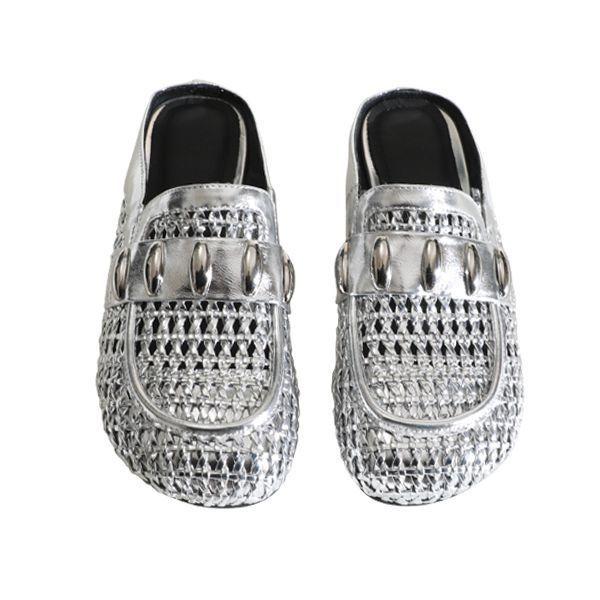 2025 лето новый модный ретро полусабо плетеная сумка с металлической пряжкой удобные повседневные дышащие сандалии на толстом каблуке