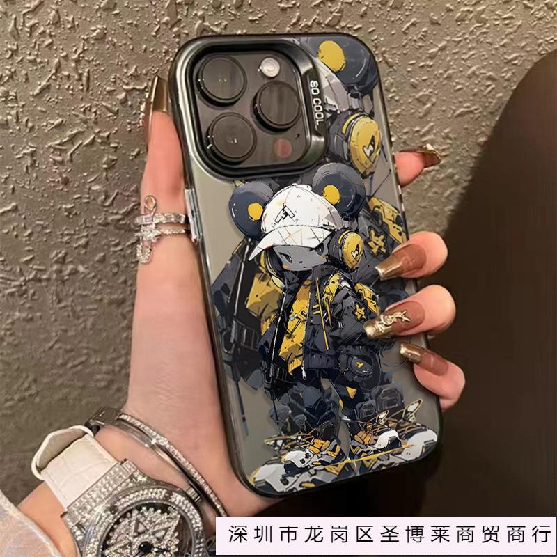 Tide крутой струйный медведь подходит для чехла для мобильного телефона Apple 16pro 15 цвет серебристый чехол 14PRO индивидуальность 12 жесткий 13p мягкий IMD