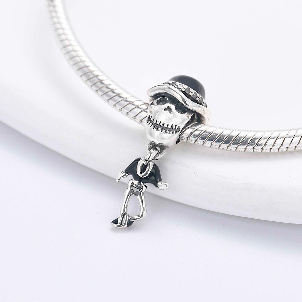 925 Silver Halloween Series Charms Vampire Bat Skull Beads Fit Bracelet DIY For Women Jewelry