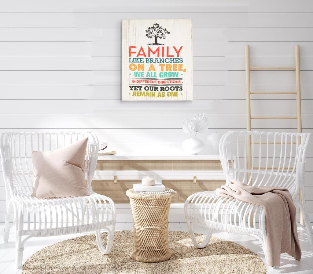 Inkdotpot Stretched Canvas Quotes Family Like Branches On A Tree,We All Grow In Different Direction Yet Our Roots Remain As One