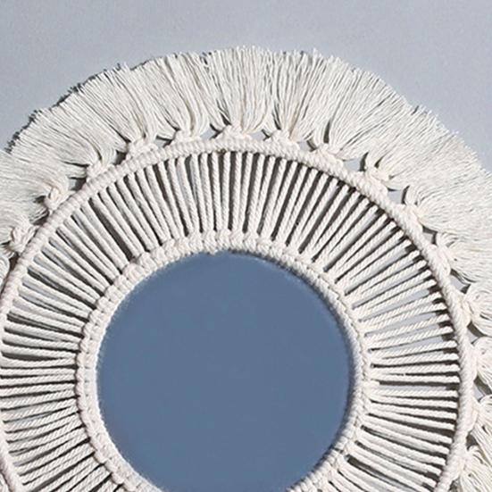 Space Saving Wall Decor Beautiful Round Macrame Fringe Round Boho Mirror Hanging Mirror