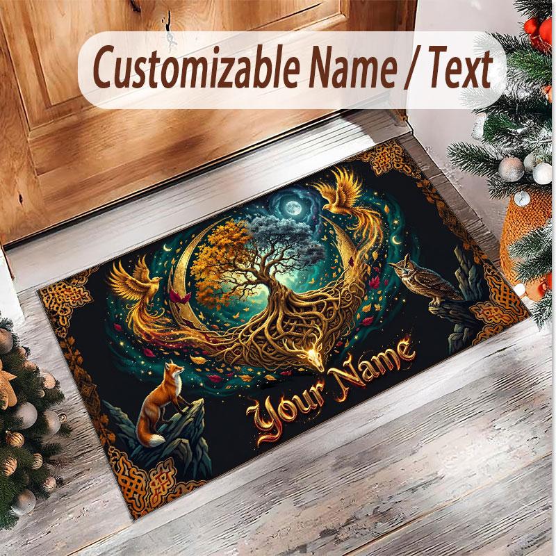 Sunset Landscape Theme Soft Crystal Velvet Rug Custom Name & Text Print Non Slip Floor Rug for Bedroom Living Room